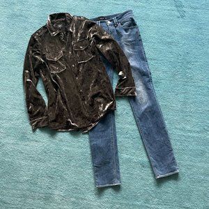 Billy T crushed brown velvet long sleeve tie back